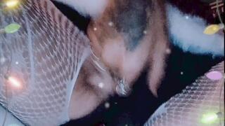 Naughty santa cosplay goth milf vibrator solo pussy play close up