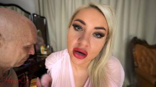 Goddess Samariel humiliates Her human mirror stand