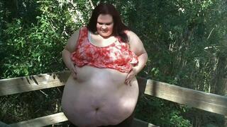 Big Belly Play, Show Off and Changing Clothes on the Boardwalk In The Woods *WMV*