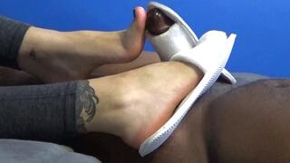 Lana's White Slipper Footjob (With Bonus Footage)