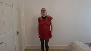 sexy Star Trek Cosplay striptease in Holdup Stockings