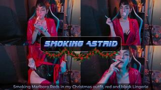 Smoking Marlboro Reds in my Christmas outfit, red and black Lingerie | Astrid ASMR