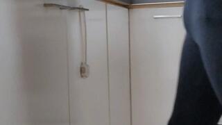 Wet leggings washing dishes