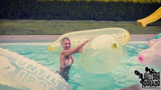 Anni rides and Nailpops GL700 Airships in the Pool HD Version