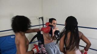 Chanell and Misty vs Kay - Remastered (2 vs 1 Femdom Boxing Beatdown)