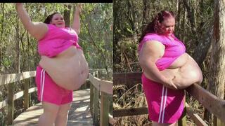 Fatty Exercises and Shows Off Her Huge Body at the Park *MP4*