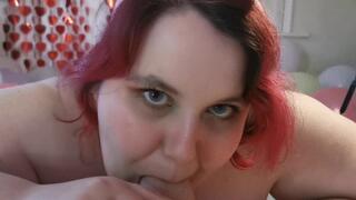 POV chubby bunny sucks your cock