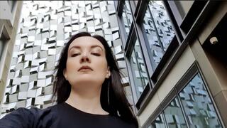 Black leggings and grey shoe outdoor soaking peeing