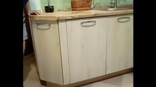Pee mess in the kitchen gets me horny