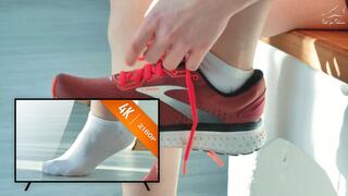 Sweaty Girl Sock Removal of a Sports Beauty - 4K 2160p MP4