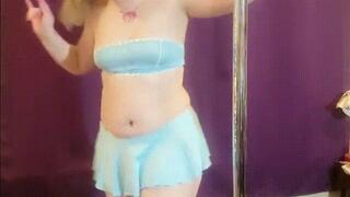 Pale Blue Pole Dance - Strip Tease