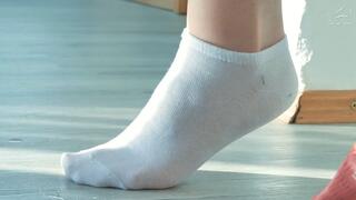 Sweaty Girl Sock Removal of a Sports Beauty - HD 1080p MP4
