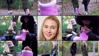 Ivi SLC Gimping with Cold Toes in the Park With Foot Play and Cast Talk (in HD 1920X1080)