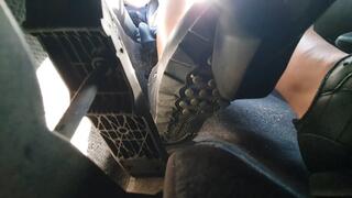 Driving BMW e46 in Reebok Sneakers Under Pedal