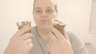 Two pudding cups, no spoon