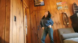 embarrassed teacher shows belly