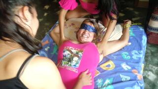 Alma tagteamed tickled by Emily and Ana