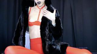 Mink fur and small tits worship