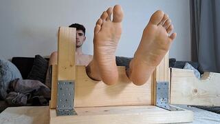 Hot barefoot and ticklish guy