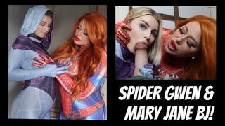 SPIDERGWEN AND MARY JANE DOUBLE BLOWJOB