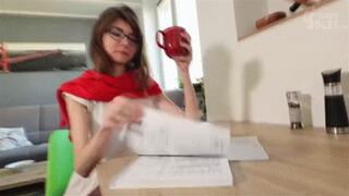 Pretty petite tutor shows her long toes as a rewad (4K 2160p)