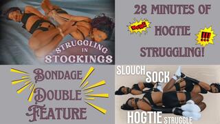 Hogtie Struggling In Stockings & Slouch Socks - Double Feature