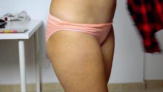 Trying on different clothes after dinner