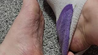 Sweaty, smelly socks removed - stinky feet!!