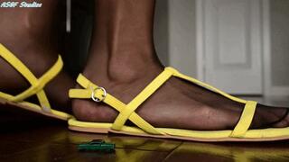 SMD walking around in her sandals unware of the tiny car crushed below! Part 2- MP4