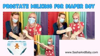 Changing Diaper in Gloves and Mask with Prostate Play