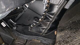 Driving in Black Tall Boots