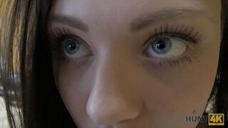 HUNT4K. Brunette Sucks Cock and gives Pussy for Drilling for Cash