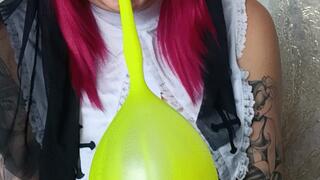 Sexy nun blowing punchballoons