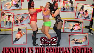 1325-Jennifer Thomas vs the Scorpion Sisters - 2 on 1 Female Wrestling