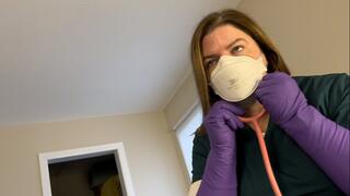 Nurse Administers Stress Test while Gloved and Masked