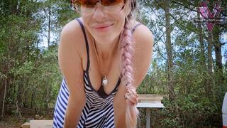 Camping sexy public nudity tease and pee- 1080p
