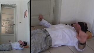 Sandals trample by Alice just for fun (two cameras)