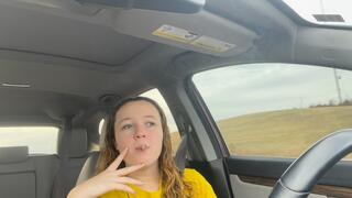 Sassy Savage Smokes in the Car