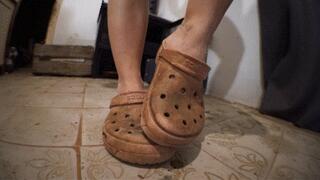 Be a giantess's doormat! : Lick the dirtiest Crocs slippers you've ever seen !