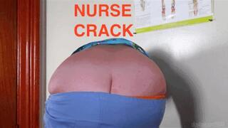 NURSE CRACK ! PANTS FALL DOWN OUTDOORS & ASS CRACK hanging out of sagging scrubs in hospital : BIG BOOB BETSY the Pregnant Nurse: butt crack, belly, pubes, + BIG FART * SMALL SCREEN 640p HD mp4