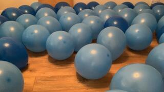 Mass blue balloons pop clean up