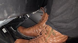 Driving in Guess Boots