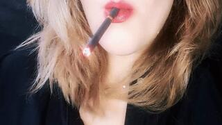 Sensual smoking topless