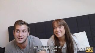 HUNT4K. Chick Satisfies Hunter to the Full in Front of Poor Cuckold