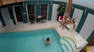 HUNT4K. Young Cuckold let Stranger Nail Slutty Girlfriend by Pool