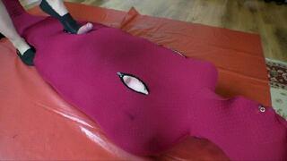 Evil Red Mistress does a very hard handjob and ruins orgasm on a totally mummified slave MP4 version