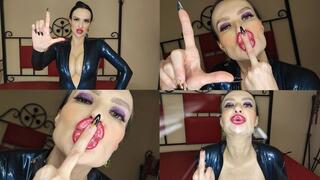 Loser JOI from big lipped latex Goddess