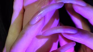 LONG NATURAL NAILS AND MY TONGUE LICK DILDO
