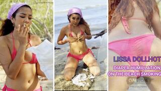 DIAPER HUMILLATION ON THE BEACH SMOKING