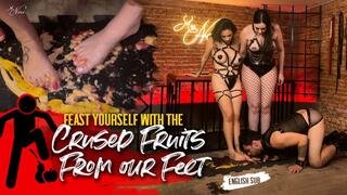 Nara and Lana Noccioli feed their slave with feet crushed fruits (720 EN-sub)